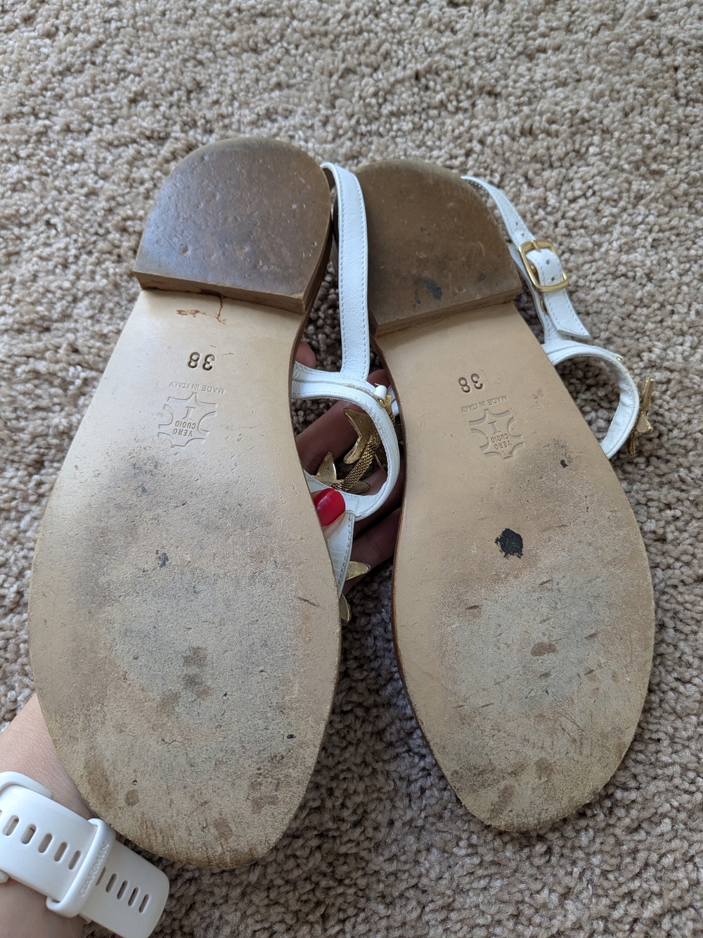 Women’s White Capri Sandal with Gold Starfish Accents - Picture 4 of 4